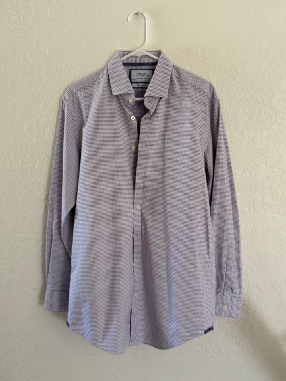 Charles Tyrwhitt Men’s Extra Slim Fit Purple White Cotton Dress Shirt 16.5